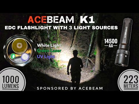 Acebeam K1 - EDC Flashlight with 3 Light Sources: White Light 1000 lm, UV, Green Laser