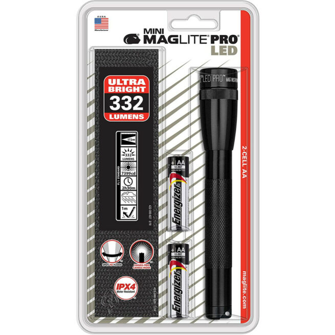 Mini MagLite 2AA Pro LED Flashlight with Nylon Pouch - Black (332 Lumens, 172 Metres) - Image 5