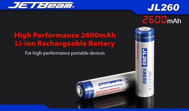 JETBeam18650 2600mah Rechargeable Li-ion Battery-10065