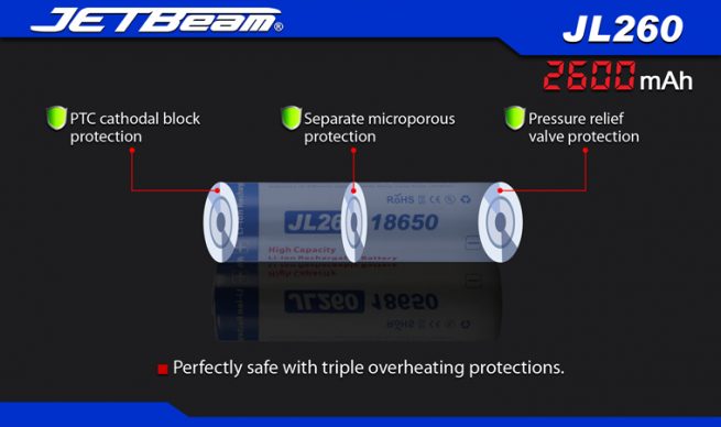 JETBeam18650 2600mah Rechargeable Li-ion Battery-10069