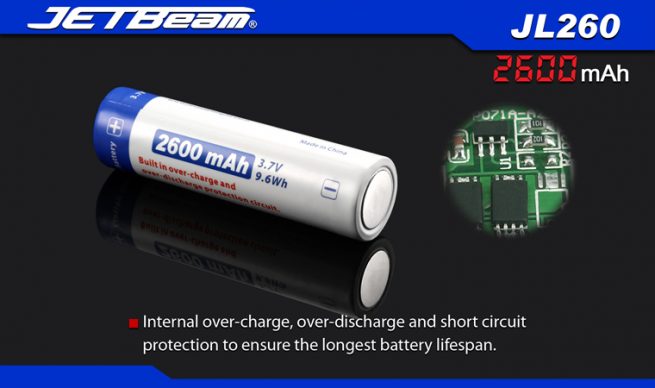 JETBeam18650 2600mah Rechargeable Li-ion Battery-10070