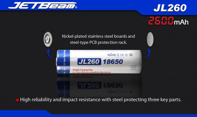 JETBeam18650 2600mah Rechargeable Li-ion Battery-10066