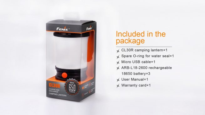Fenix CL30R 650 lumen rechargeable camping lantern -11093