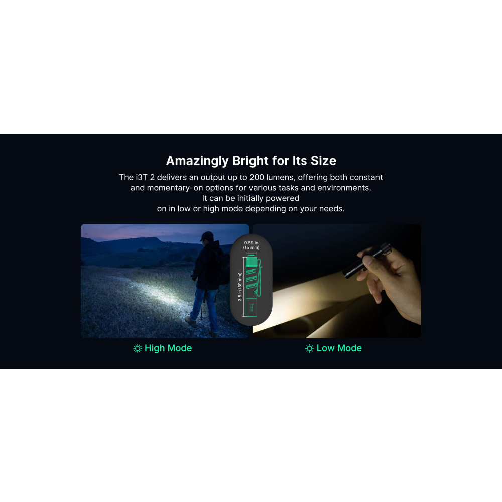 Olight i3T 2 EOS AAA Pocket Torch - 200 Lumens - Image 2
