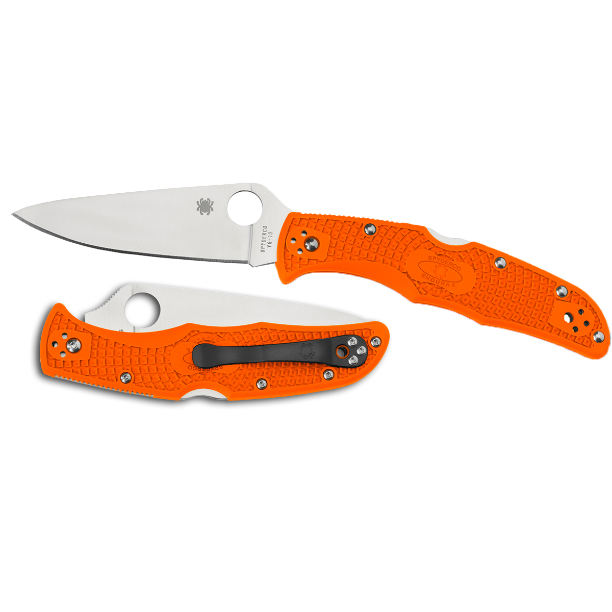 Spyderco Endura 4 Lightweight Orange Flat Ground Plain Blade Elite