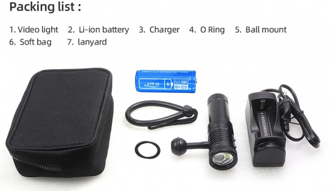 Hi-Max V17 Professional Diving Photo/Video Torch -2200 Lumens (Auto Flash LED and White/Red UV Light) - Image 11