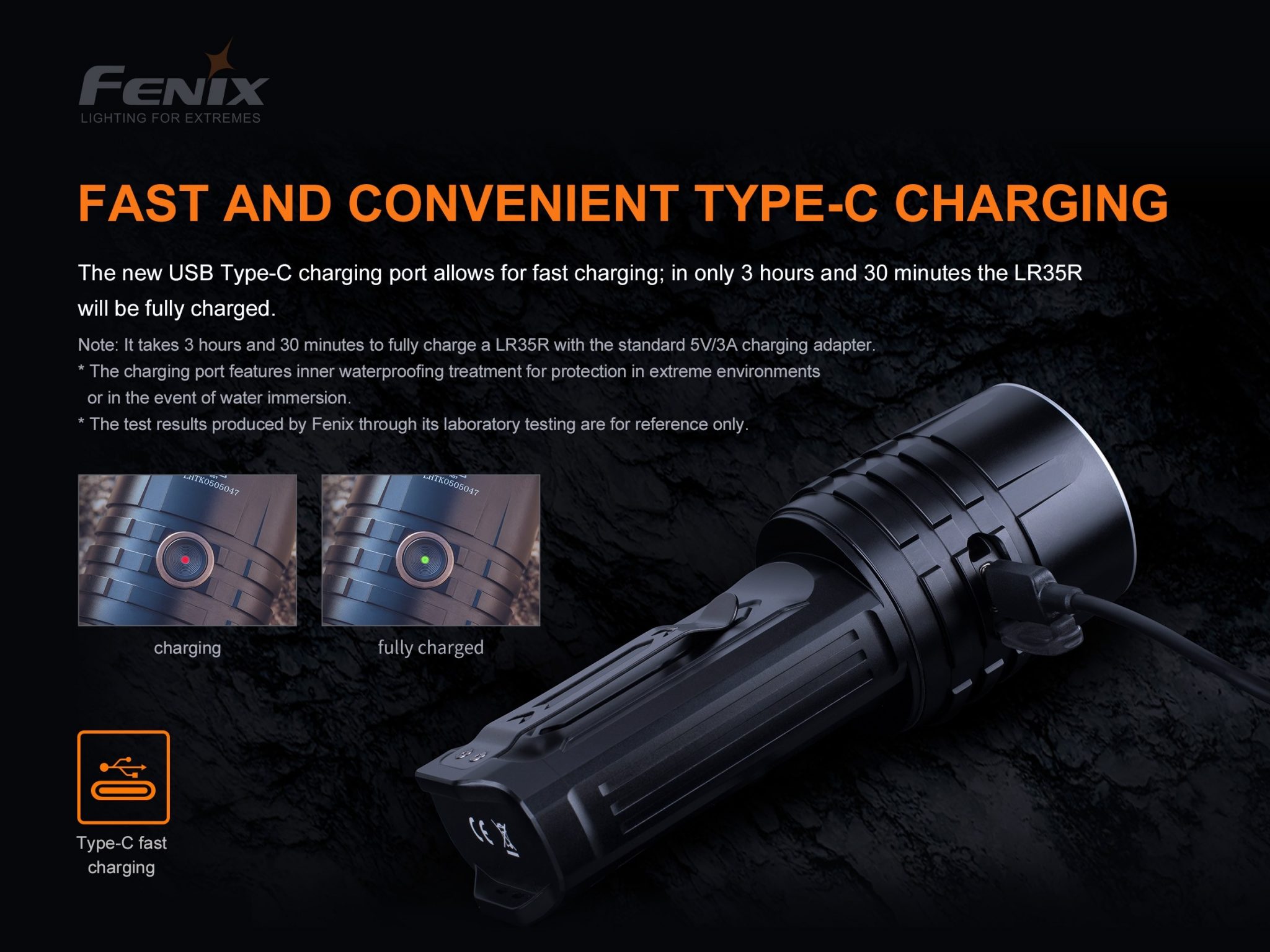 Fenix LR35R Compact USB-C Rechargeable Searchlight – 10000 Lumens