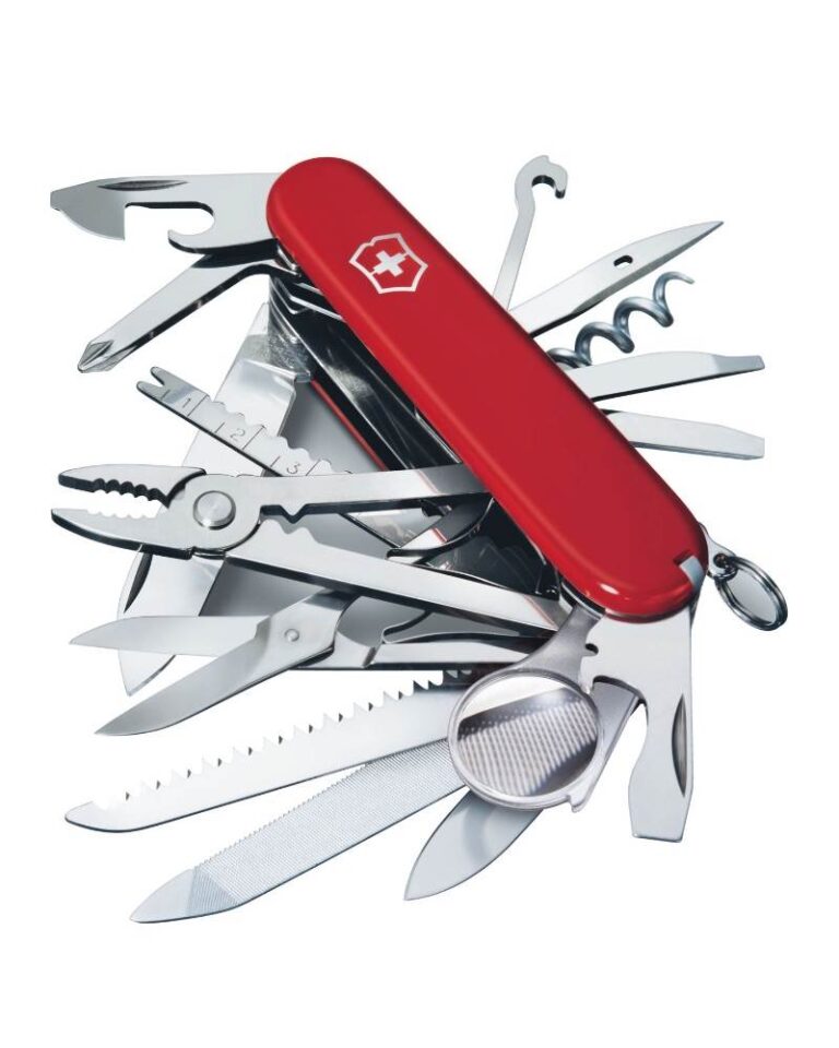 Victorinox Work Champ Swiss Army Pocket Knife, Large, Multi Tool, 21 Functions, Locking Blade, Red