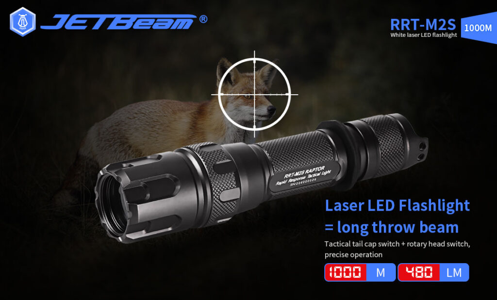 JETBeam Raptor RRTM2S White Laser Flashlight 1000 Metres Elite