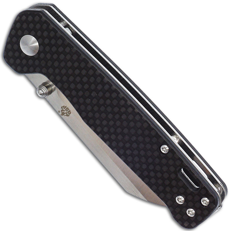 QSP Penguin Liner Lock Folding Knife, Black G10/Carbon Fibre Handle