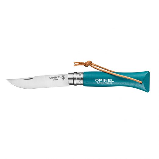 Opinel Colorama Trekking #06 Folding Knife with Lanyard, Stainless Steel  - Turquoise