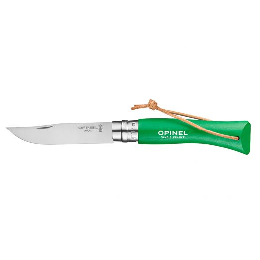 Opinel Colorama Trekking #07 Folding Knife with Lanyard, Stainless Steel - Green