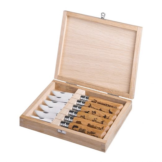 Opinel #08 Oakwood Gift Set in Wooden Box - Animalia