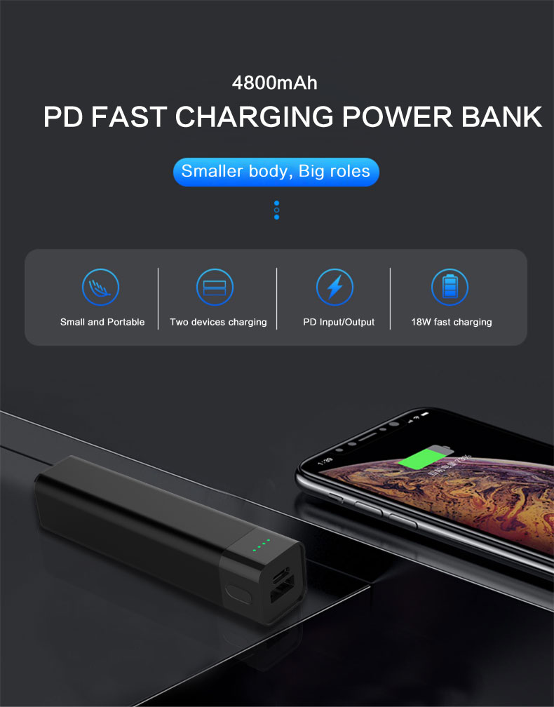 Mini Portable 18W PD Power Bank - 4800mAh