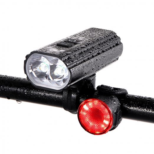 Hi-Max Rechargeable Bicycle Headlight (1800 Lumens) and Bonus Tail Light