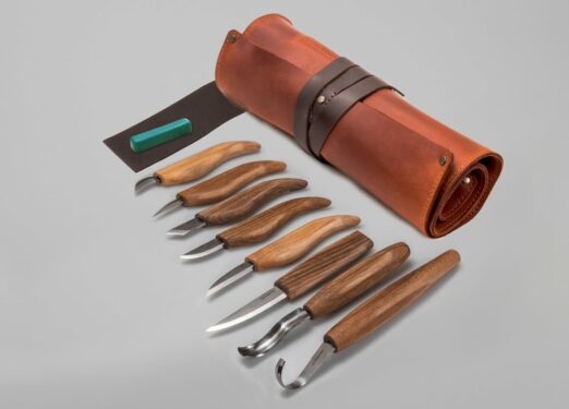 Beaver Craft Premium Wood Carving Set with Leather Tool Roll - S18X
