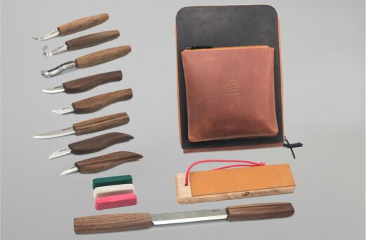 Beaver Craft Deluxe Wood Carving Set with Leather Shoulder Bag - S50X