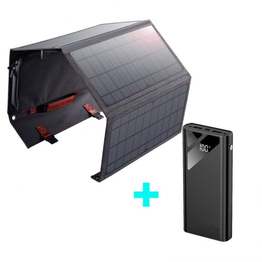 36w Choetech Solar Panel and 20,000mAh Slim Power Bank Kit