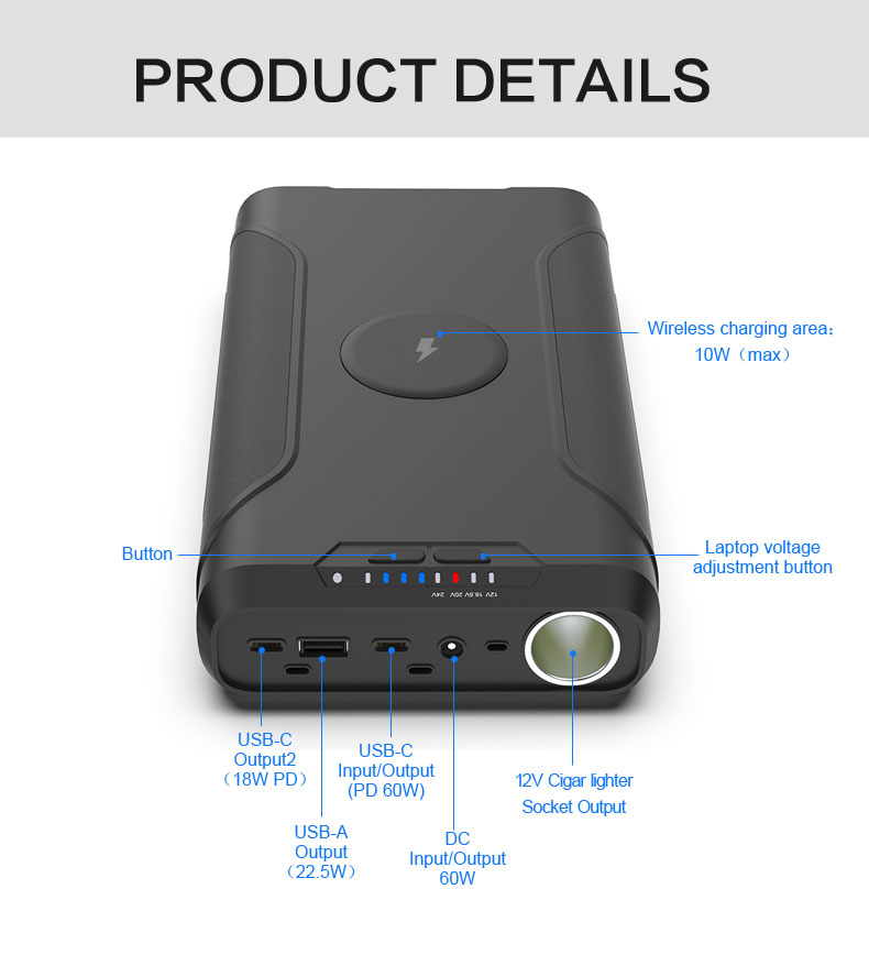 CPAP/BiPAP 72,000mAh Power Bank 60W DC/PD with 240V AU Plug and Qi Wireless Charging