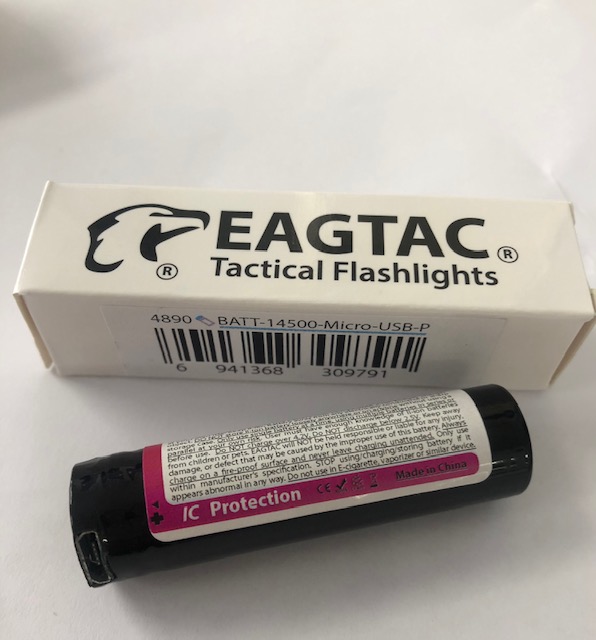 Eagtac 14500 USB Rechargeable 3.7V Protected LI-ion Battery