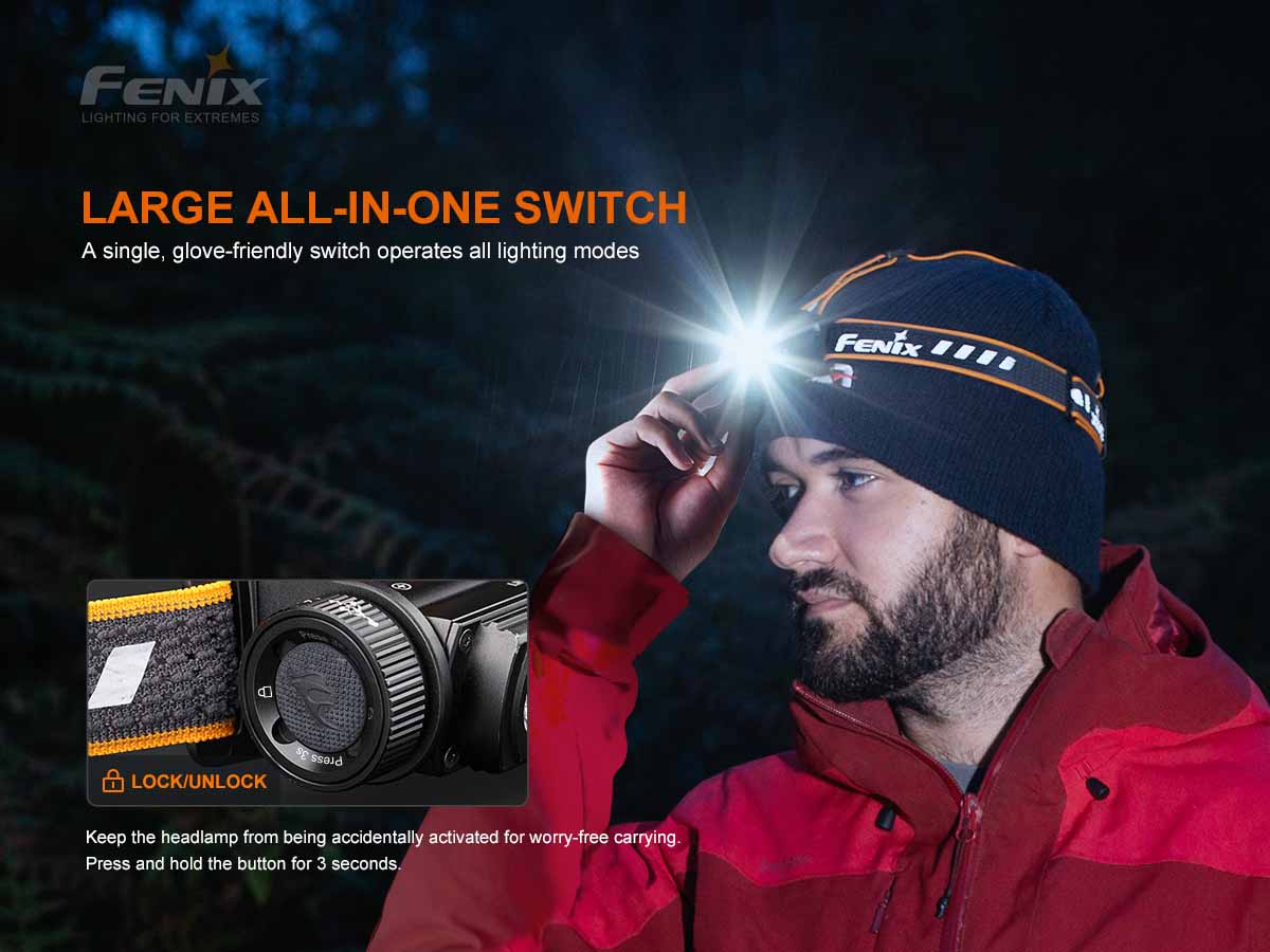 Fenix HM60R Rechargeable Headlamp with Red Light and Stride Frequency Sensor (1200 Lumens)