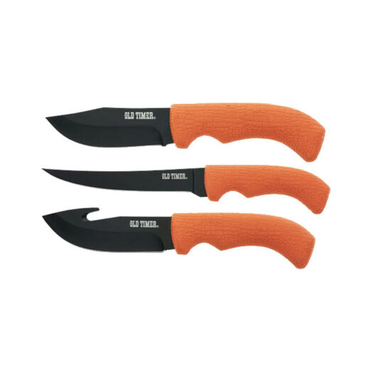 Schrade Old Timer Blaze Hunting Knife 3 Piece Set w/ Sharpener - Orange P1158659