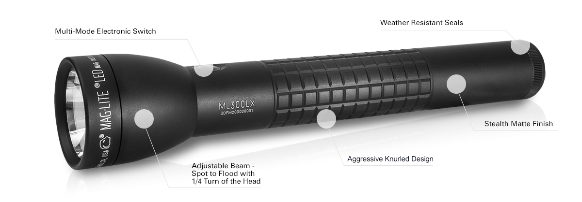 MagLite ML300LX LED 2-Cell D Flashlight - Water & Shock Resistant, Efficient Power Usage, Display Box
