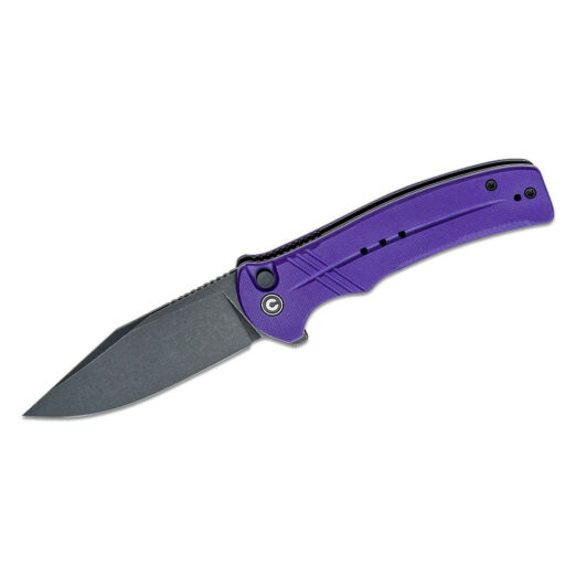 CIVIVI Cogent, Black Stonewashed 14C28N, Purple G10, Button Lock, - C20038D-2