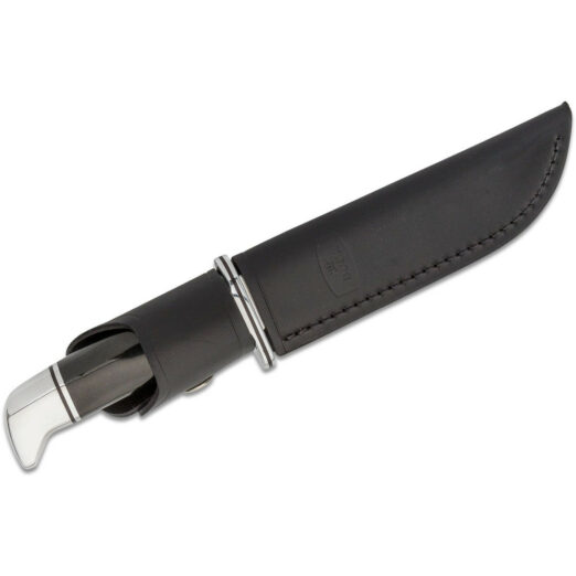 Buck Special Hunting Knife, Black Phenolic Handles and Leather Pouch 119BKS
