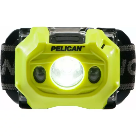 Pelican 2765 Intrinsically Safe LED Headlamp -Yellow, 155 Lumens, 3AAA