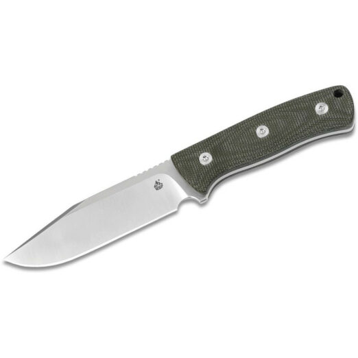 QSP Bison Fixed Blade - Green Micarta with Satin D2 Blade, Kydex Pouch, QS134-C