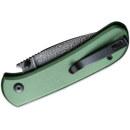 CIVIVI Qubit, Green Aluminium, Damascus Blade, Button Lock - C22030E-DS1