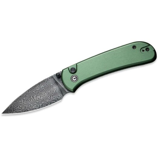 CIVIVI Qubit, Green Aluminium, Damascus Blade, Button Lock - C22030E-DS1