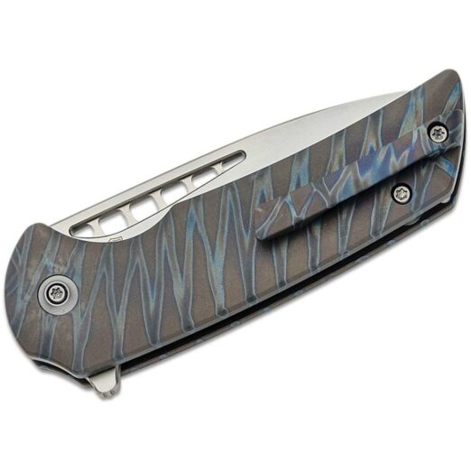 WE Knife Co. Mini Malice, CPM-20CV Bead Blasted Blade, Tiger Stripe Flamed Titanium Handles - WE054BL-6