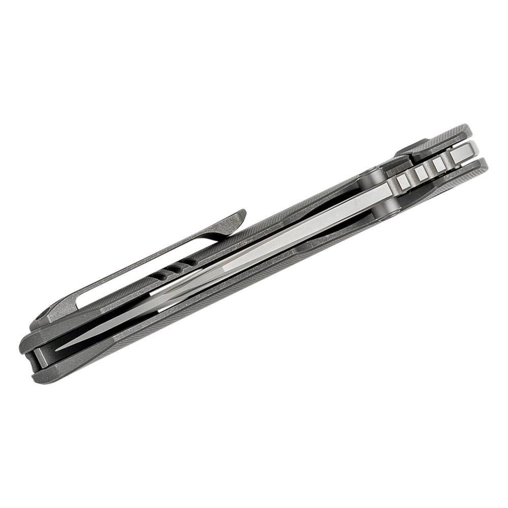 WE Knife Co. Trogon, Grey Titanium with Silver Bead Blasted CPM20CV