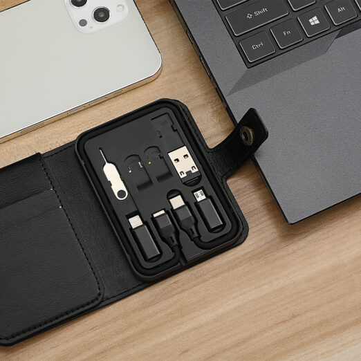 Multi-Function Cable Card with Integrated Power Bank and Credit Card Wallet
