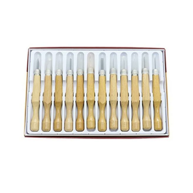 Knife Depot Wood Carving Chisel Set - 12 Piece SK7 Various Blades with Ergonomic Handles - Image 2