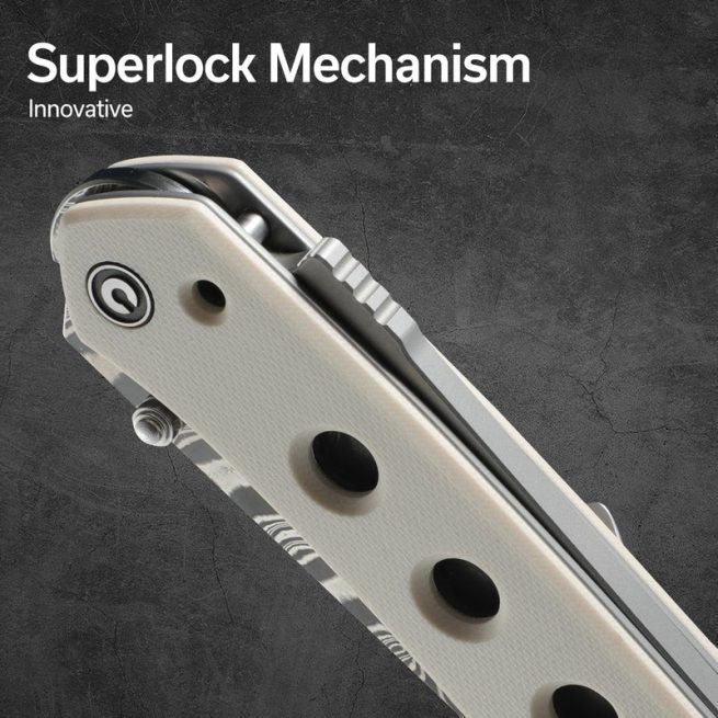CIVIVI Vision FG C22036-DS1, Ivory G10 Handle, 3.5" Damascus Blade, Superlock - Image 4