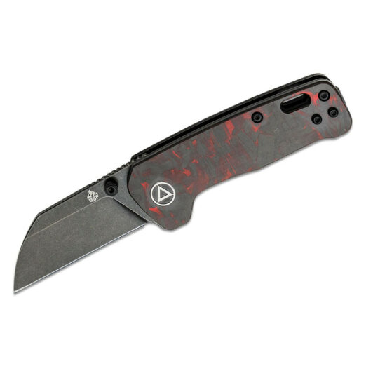 QSP Penguin Mini - Shredded Red G10/Carbon Fibre with Black Stonewashed 14C28N Blade, QS130XS-E2,