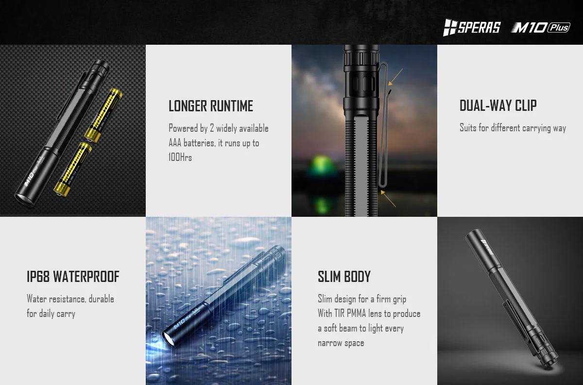 SPERAS M10 Plus 6500K LED Waterproof Pen Torch - 250 Lumens, 70 Metres - Image 11