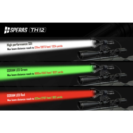SPERAS TH12K Rechargeable Focusable 600 Lumen Hunting Flashlight Kit - 1680 Metres