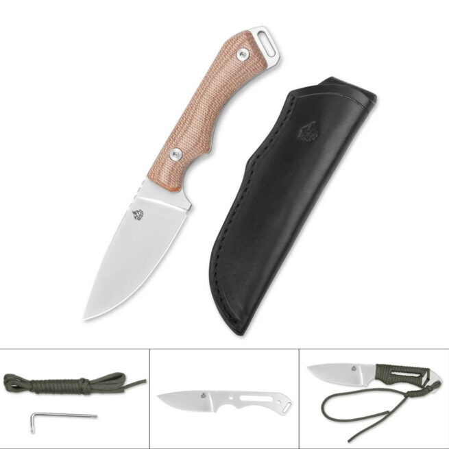 QSP Workaholic QS124-A Fixed Blade Knife, Brown Micarta Handle - Image 2