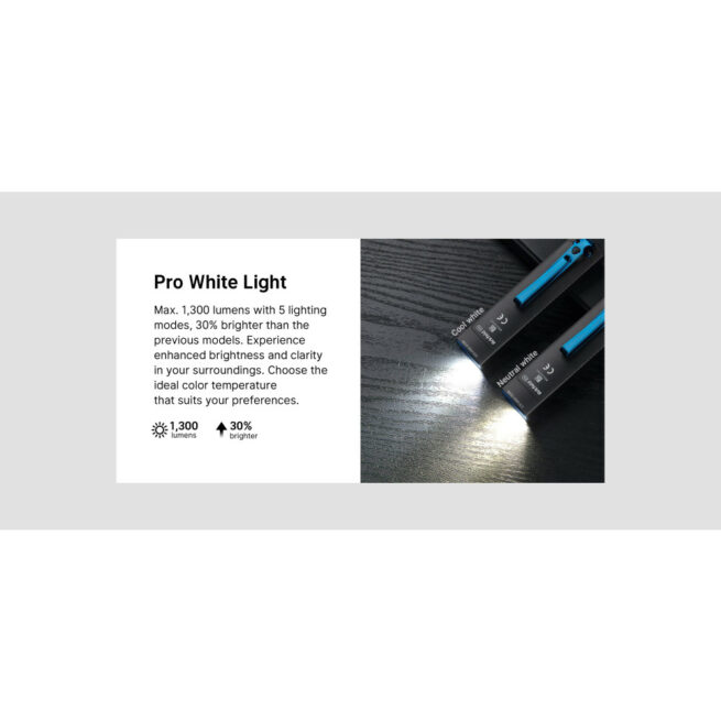 Olight Arkfeld Pro Rechargeable Pocket Torch with White Light (1300 Lumens), UV Light (365nm), and Green Laser - Image 6