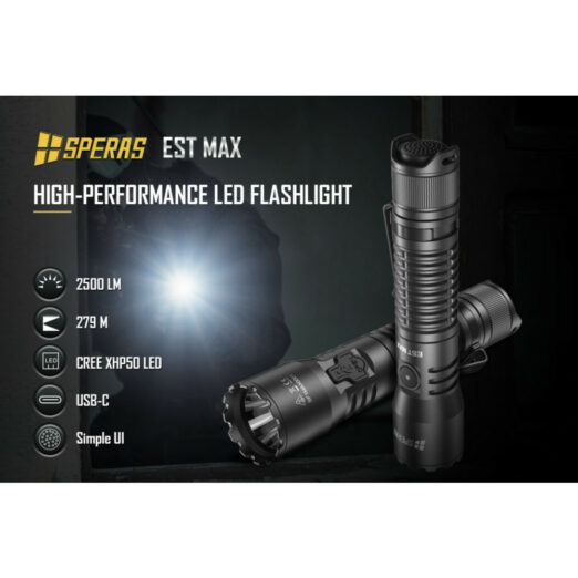 SPERAS EST MAX Rechargeable Pocket Light (2500 Lumens, 279 Metres)