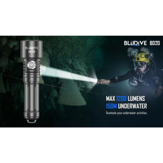BluDive BD20 Diving Torch with Strobe (1200 lumens, 265 Metres)