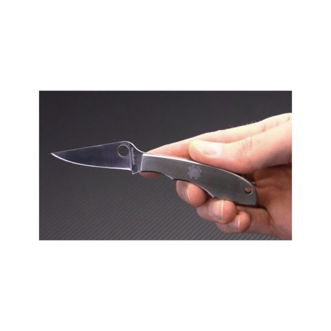 Spyderco Grasshopper - 2.27" Sandvik C12C27 Blade, Stainless Steel Handle - C138 - Image 2