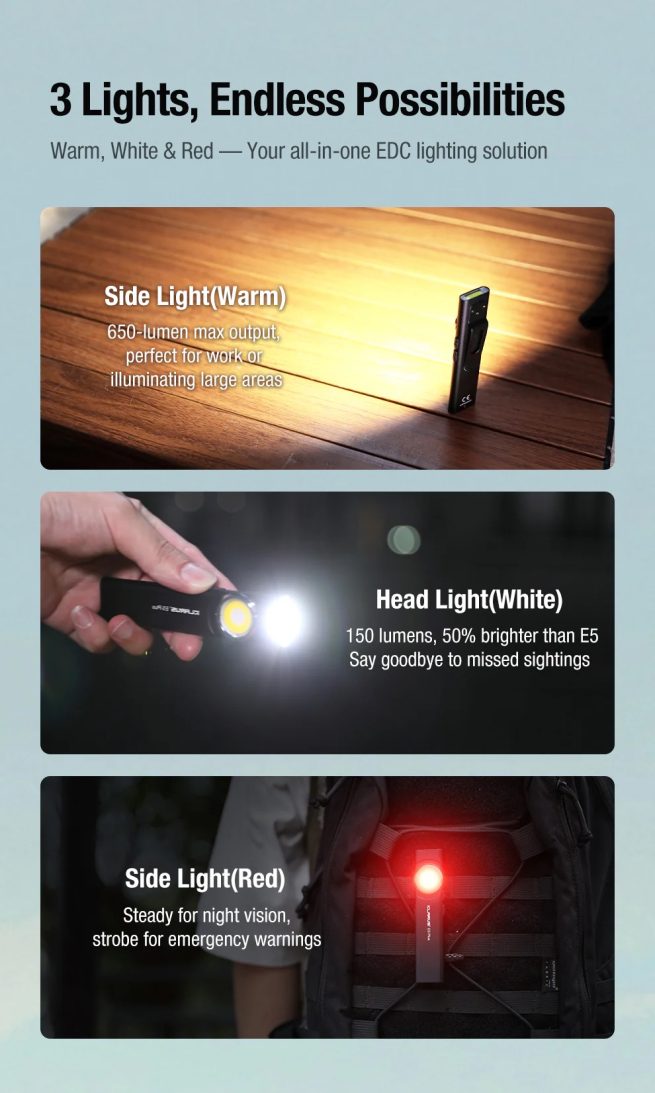 Klarus E5 Plus Rechargeable EDC Tool Light with Magnetic Base (650 Lumens, 32 Metres) - Image 13