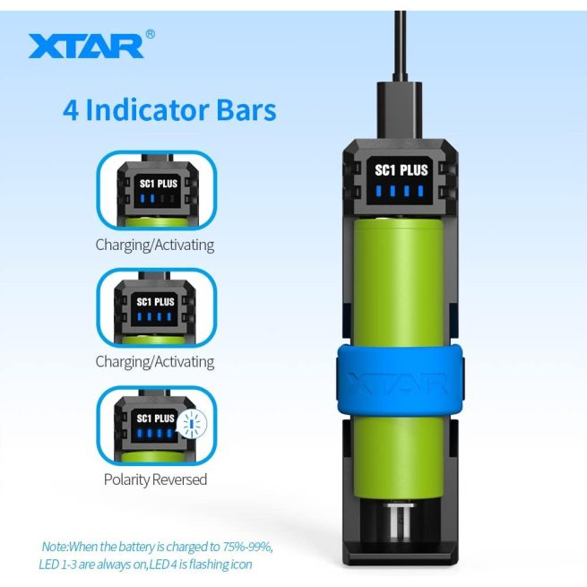 XTAR SC1 PLUS Single Bay Battery Charger and Power Bank - Image 8