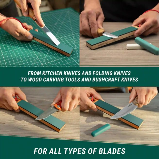 BeaverCraft Pocket Dual-Sided Leather Paddle Strop with Two Polishing Compounds - LS9P02 - Image 5