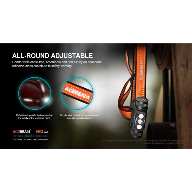 AceBeam H50 2.0 High Performance Rechargeable Spot/Flood High CRI Headlamp (2000 Lumens, 141 Metres) - Image 9